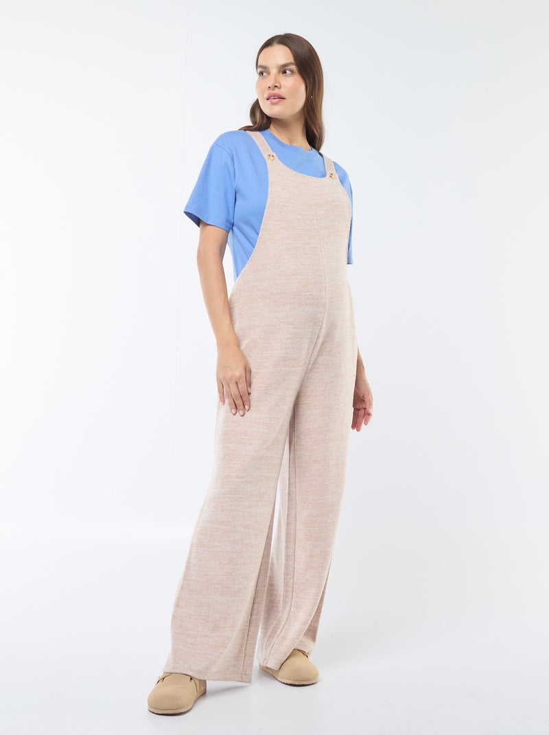 Salopette de maternité en velours doux Beige - Kiabi
