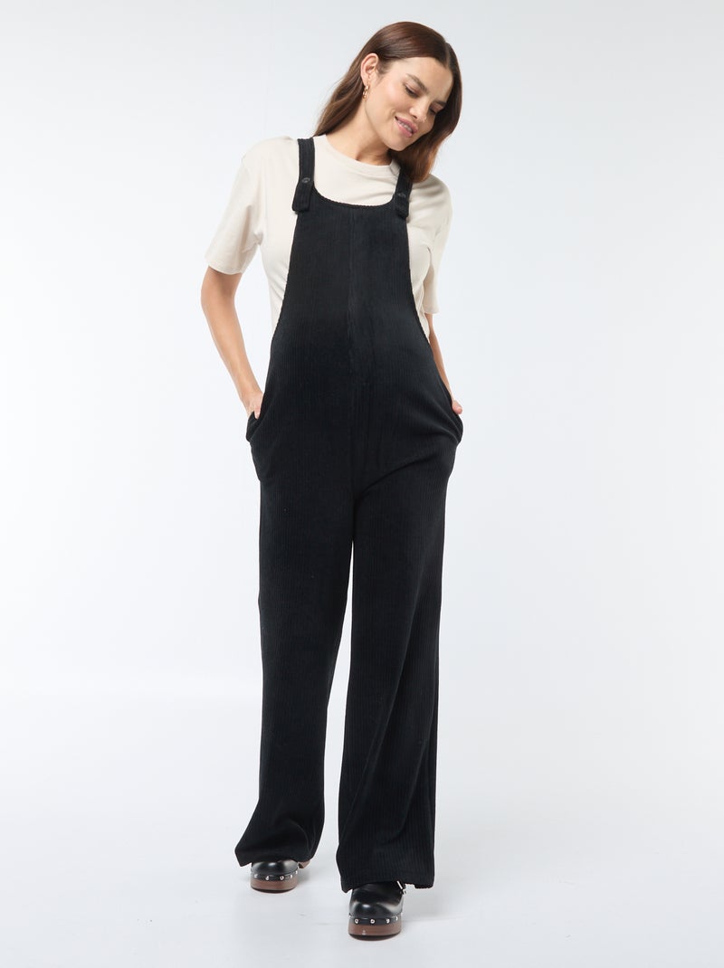 Salopette de maternité en velours Noir - Kiabi