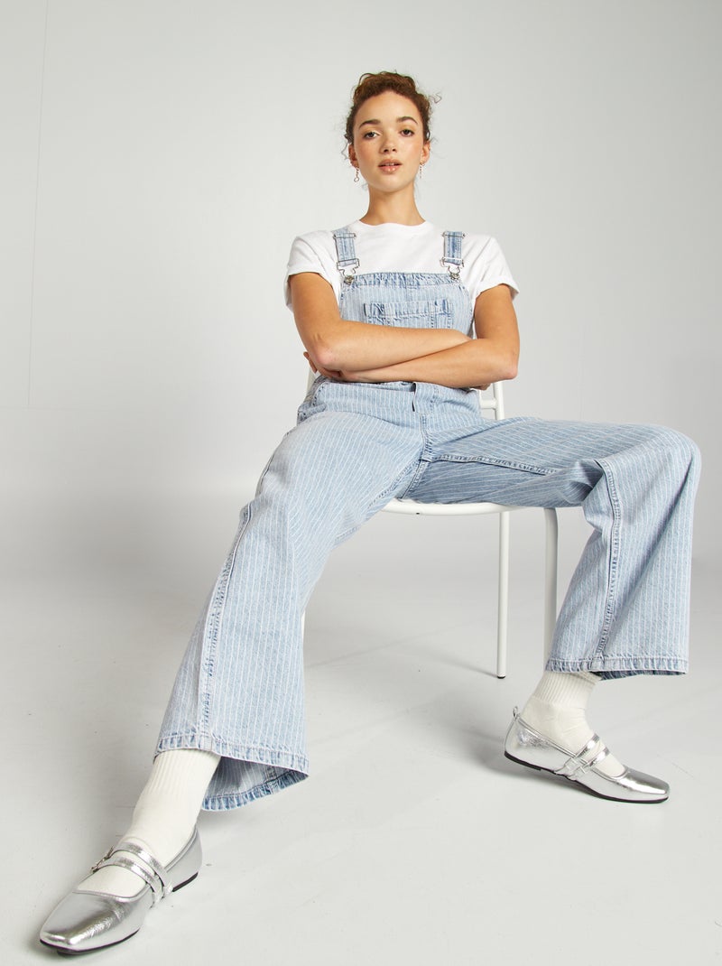 Salopette denim bretelles ajustables BLEU - Kiabi
