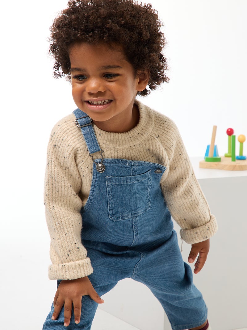 Salopette droite en jean côtelé Bleu - Kiabi