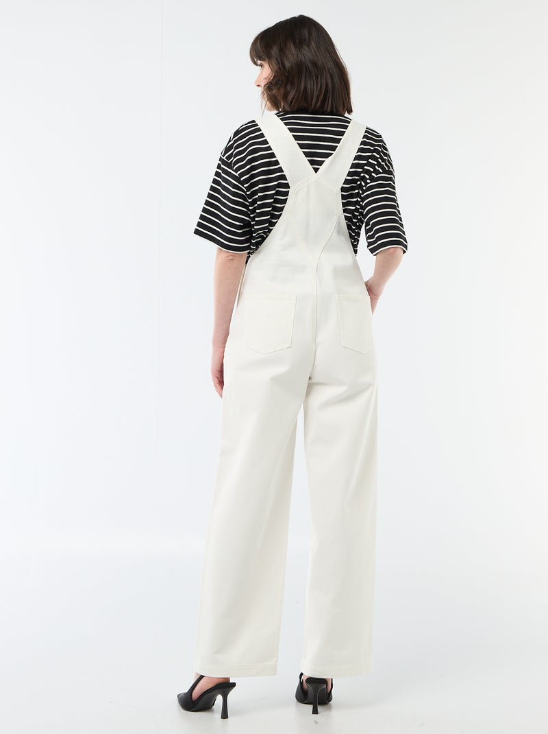 Salopette en denim avec poche devant Blanc - Kiabi