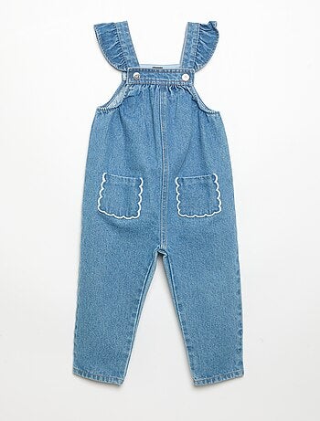 Salopette en denim avec volants aux bretelles