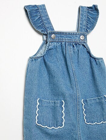 Salopette en denim avec volants aux bretelles