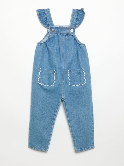 Salopette en denim avec volants aux bretelles - Kiabi