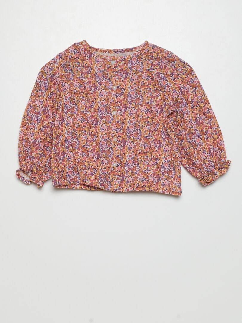 Salopette en denim + blouse - 2 pièces Bleu/rose - Kiabi