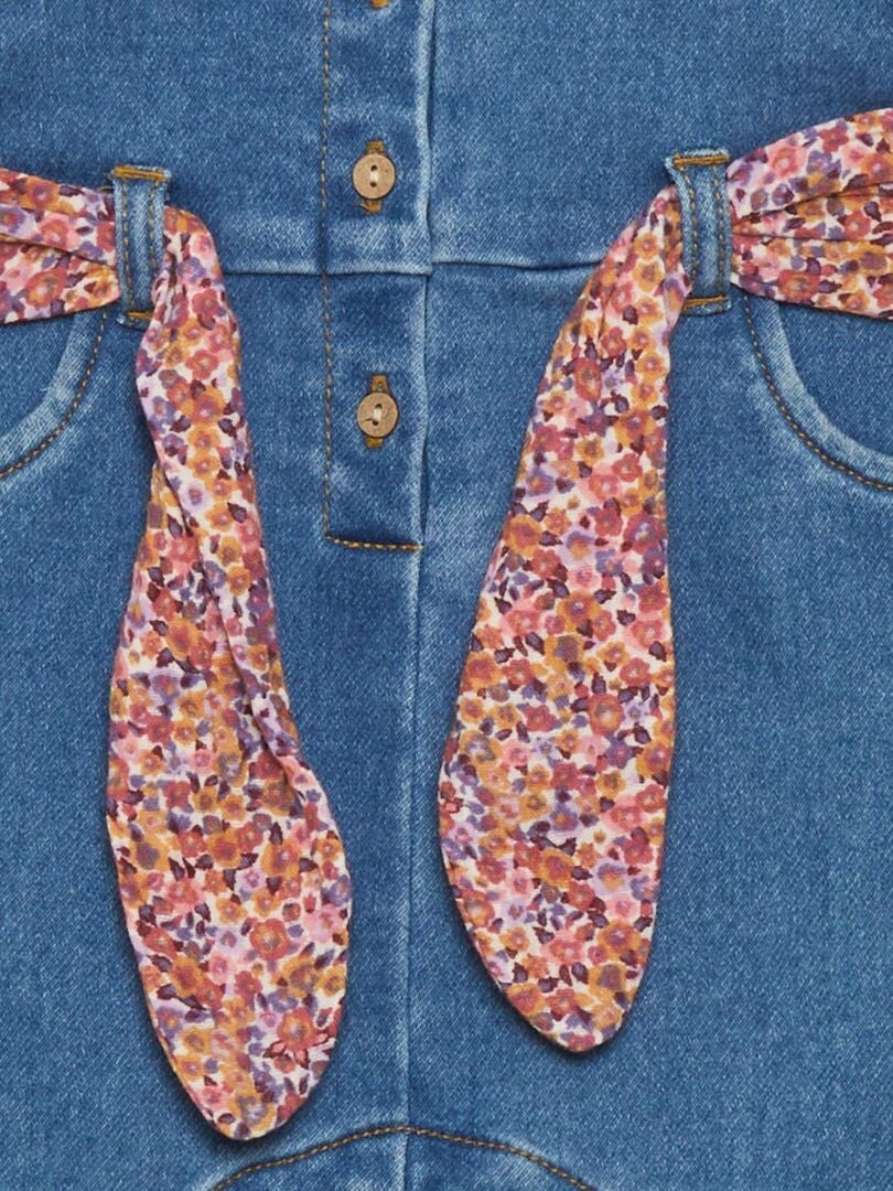 Salopette en denim + blouse - 2 pièces Bleu/rose - Kiabi