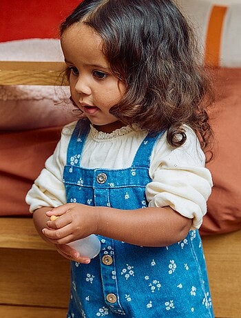 Salopette en jean à fleurs