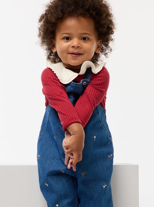 Salopette en jean à motif - Kiabi