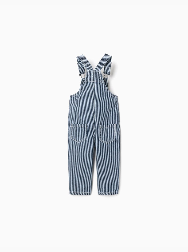 Salopette en jean à rayures avec poches Bleu Bleu - Kiabi