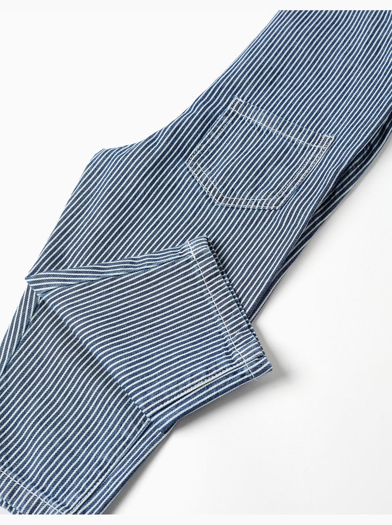 Salopette en jean à rayures avec poches Bleu Bleu - Kiabi