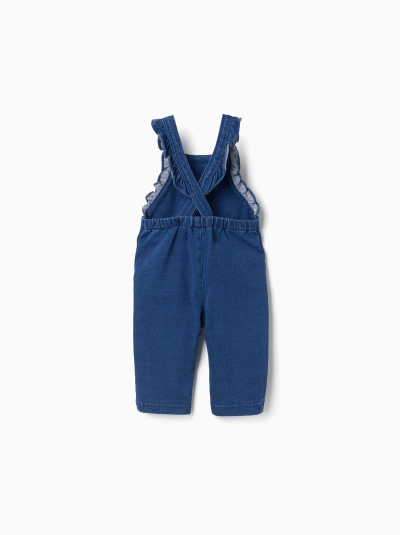 Salopette en jean avec bretelles à volants Bleu Bleu - Kiabi