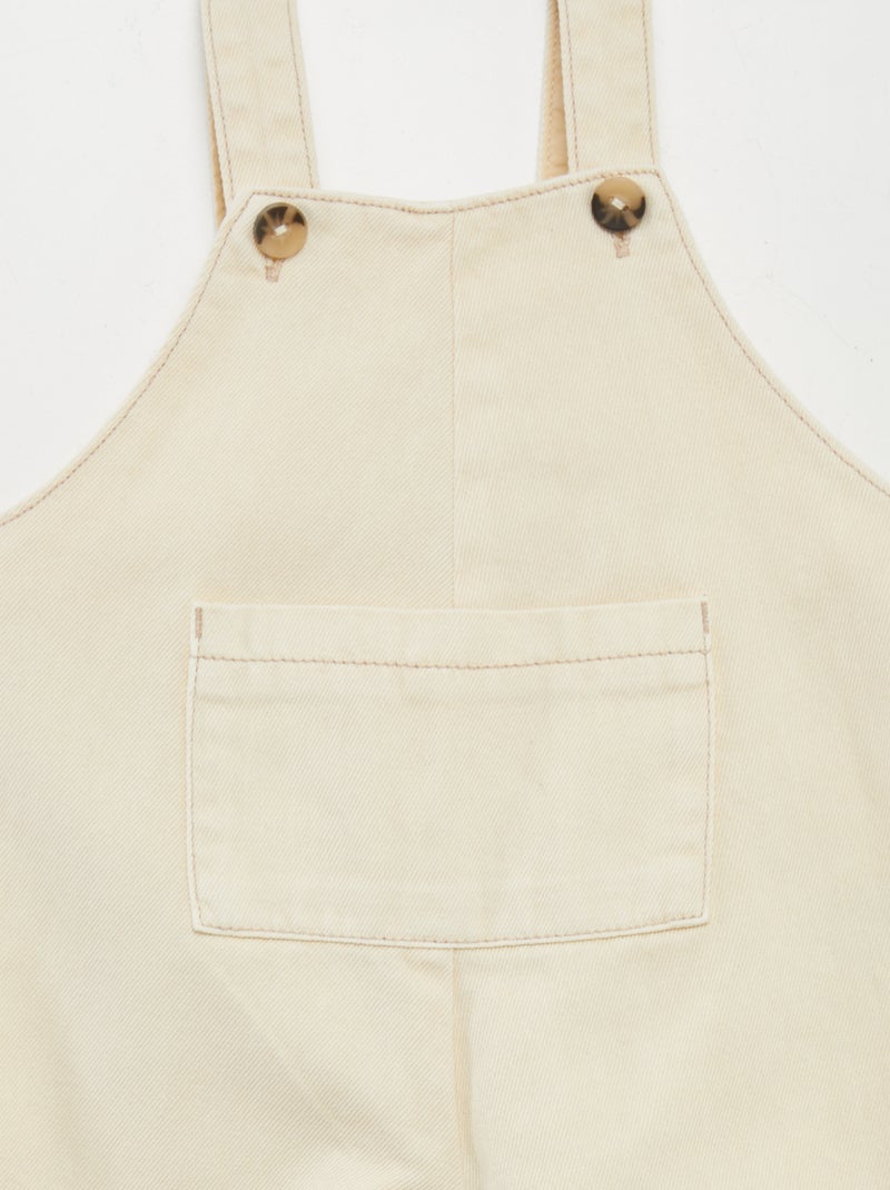 Salopette en jean avec poche devant Crème - Kiabi
