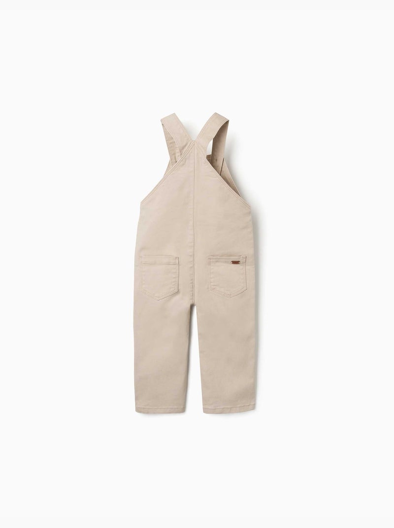 Salopette en sergé avec poche à rabat Beige clair - Kiabi