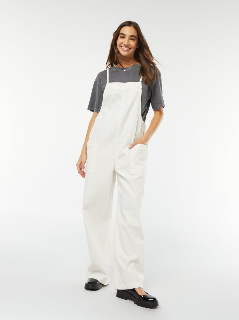 Salopette large en jean Blanc - Kiabi