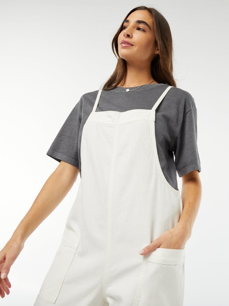 Salopette large en jean Blanc - Kiabi