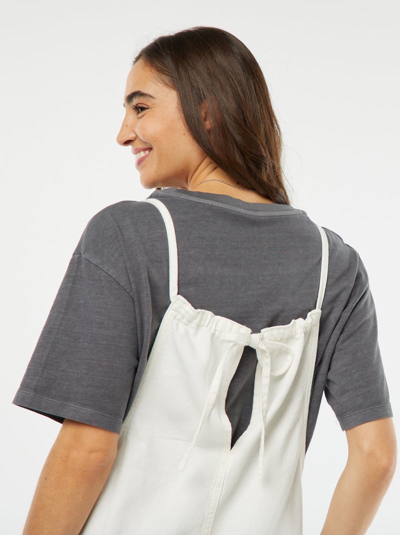 Salopette large en jean Blanc - Kiabi