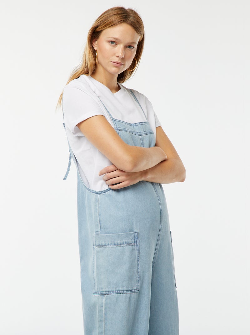 Salopette large en jean Bleu - Kiabi