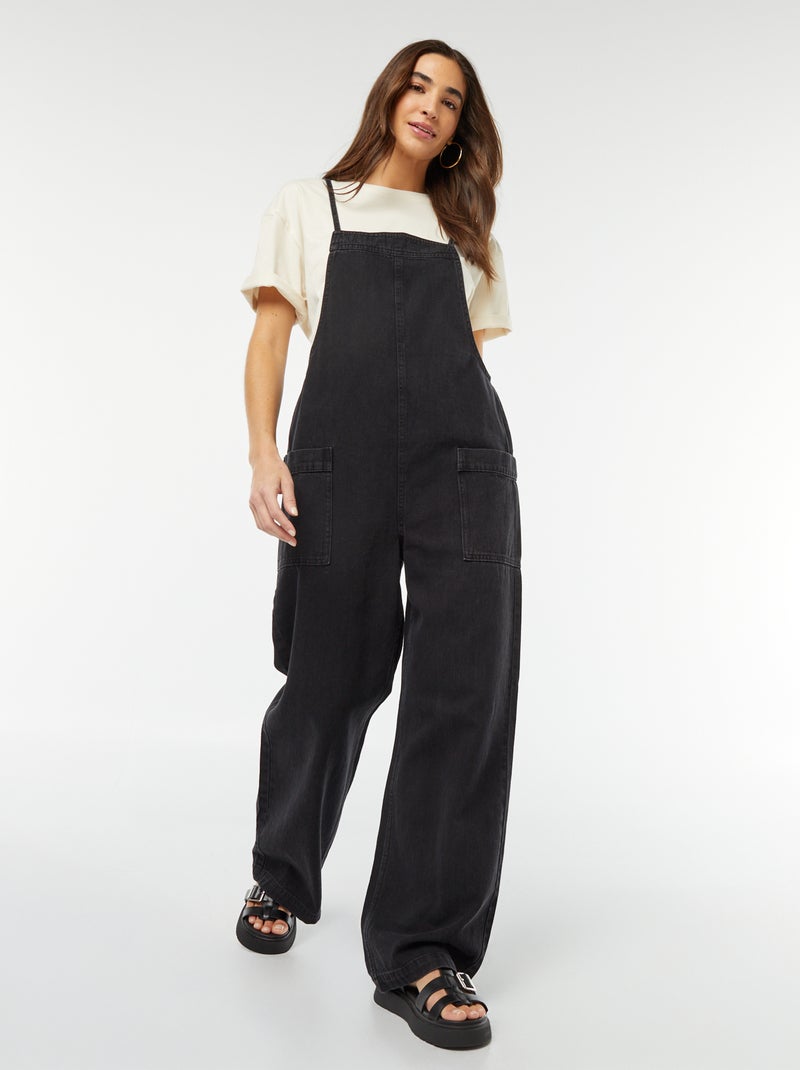 Salopette large en jean Gris - Kiabi