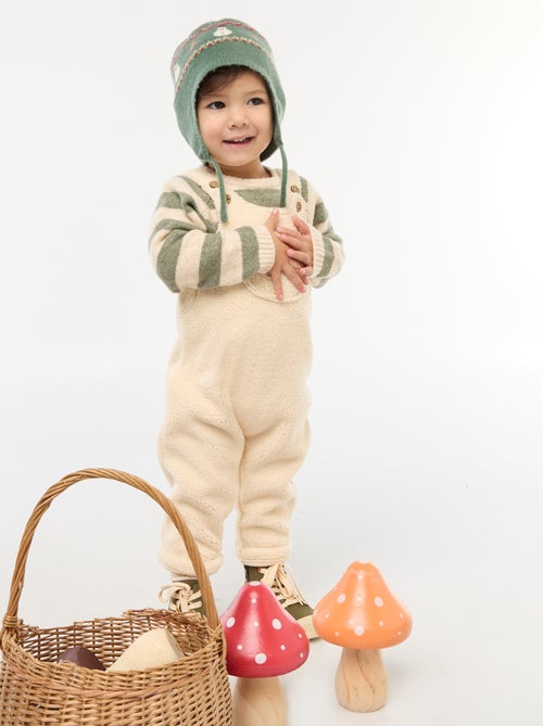 Salopette longue effet moutonné avec bretelles - Kiabi