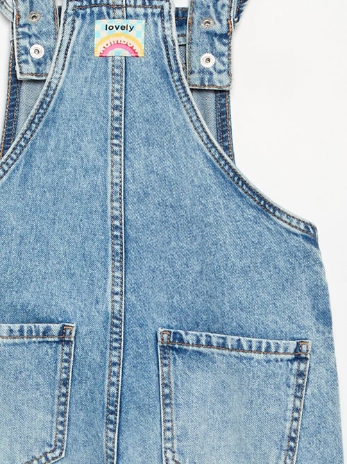 Salopette longue en denim avec bretelles volantées - Kiabi Salopette longue en denim avec bretelles volantées - Kiabi