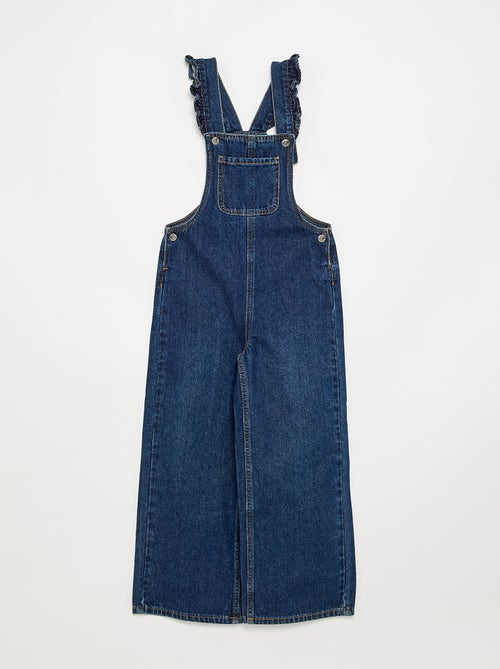 Salopette longue en denim avec bretelles volantées - Kiabi Salopette longue en denim avec bretelles volantées - Kiabi