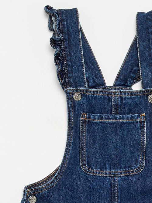 Salopette longue en denim avec bretelles volantées - Kiabi Salopette longue en denim avec bretelles volantées - Kiabi