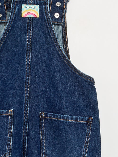 Salopette longue en denim avec bretelles volantées - Kiabi Salopette longue en denim avec bretelles volantées - Kiabi