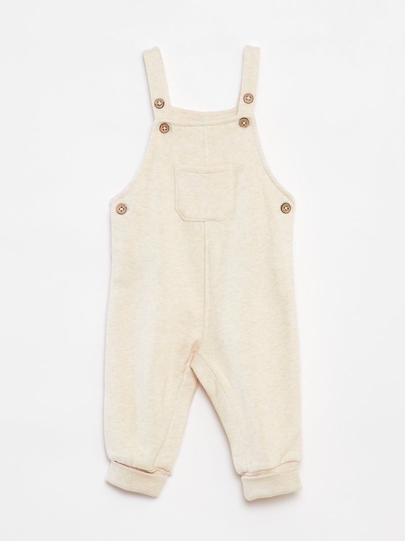 Salopette longue en molleton avec bretelles ajustables Beige - Kiabi