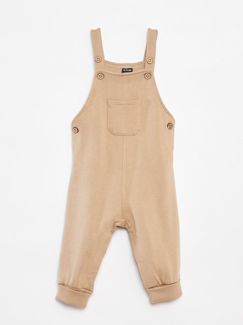 Salopette longue en molleton avec bretelles ajustables Beige - Kiabi