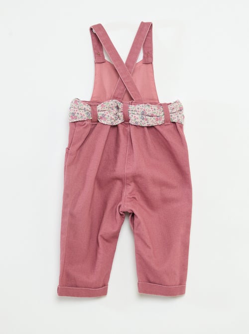 Salopette longue en twill avec ceinture en gaze de coton - Kiabi