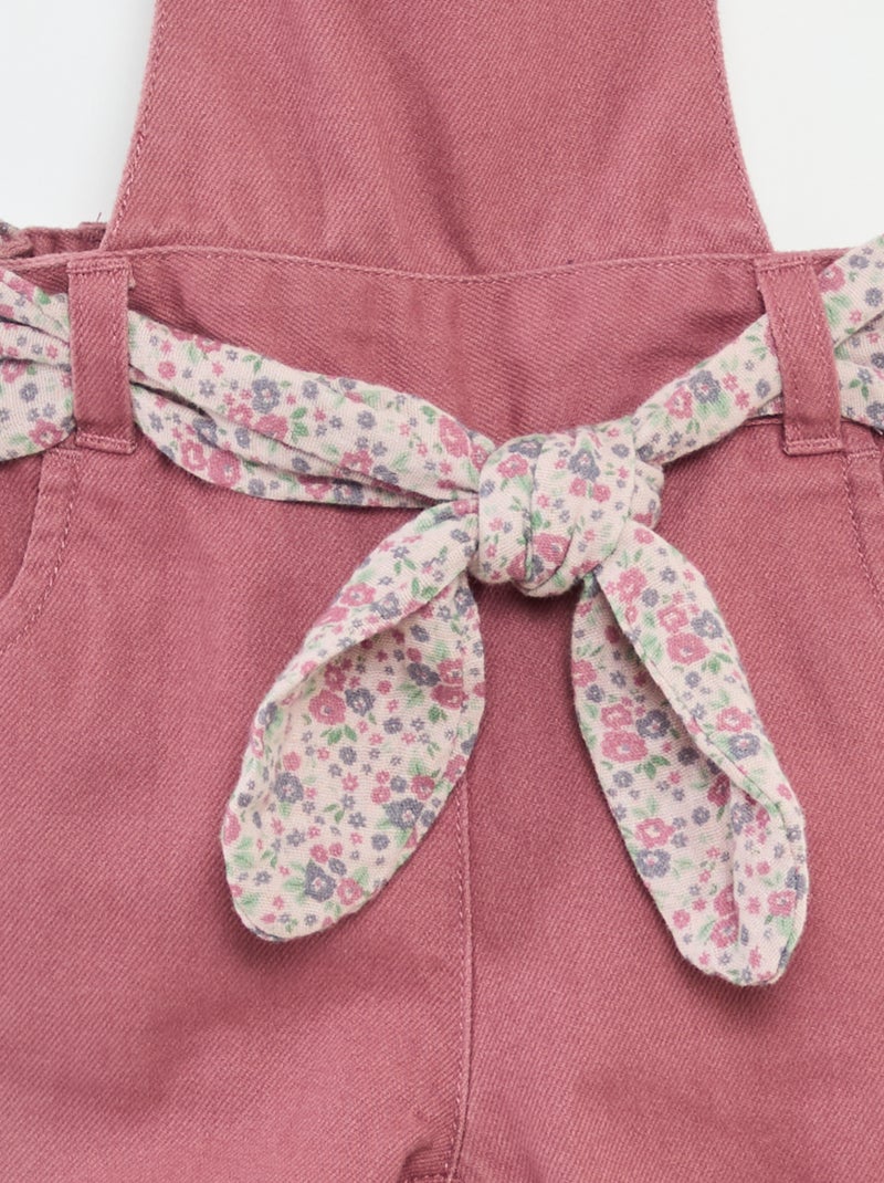 Salopette longue en twill avec ceinture en gaze de coton Violet - Kiabi