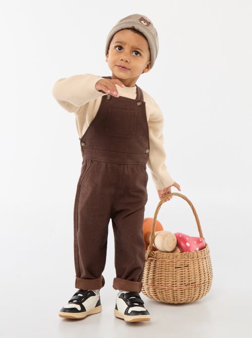 Salopette longue en twill avec poche poitrine - Kiabi