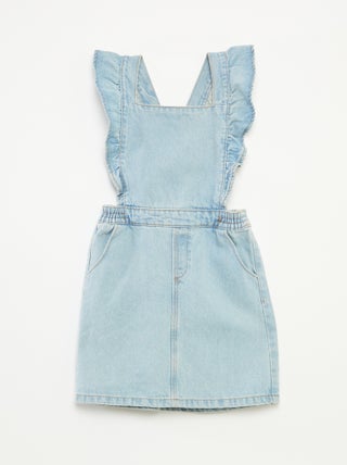 Salopette robe en jean avec volants