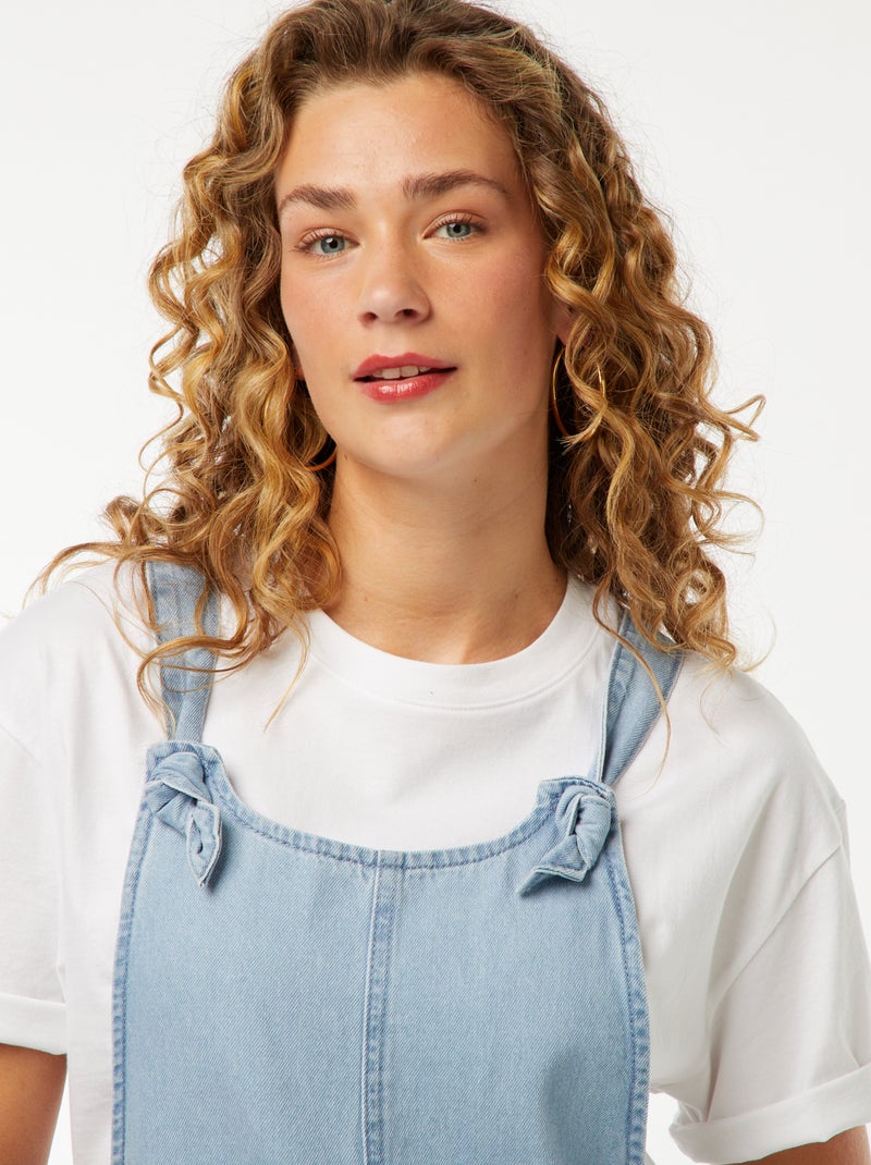 Salopette short avec bretelles nouées Bleu - Kiabi