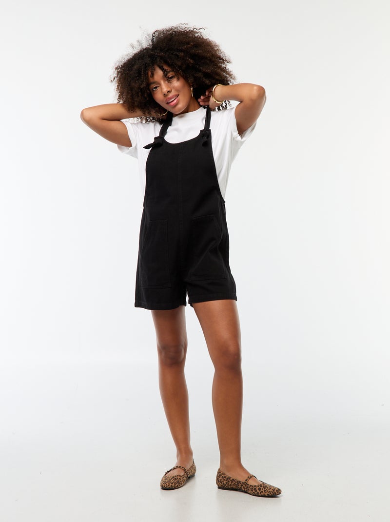 Salopette short avec bretelles nouées Noir - Kiabi