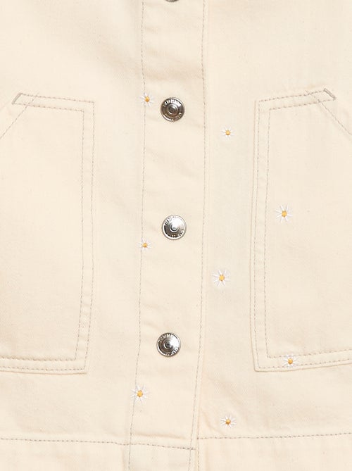Salopette short avec fleurs brodées - Kiabi