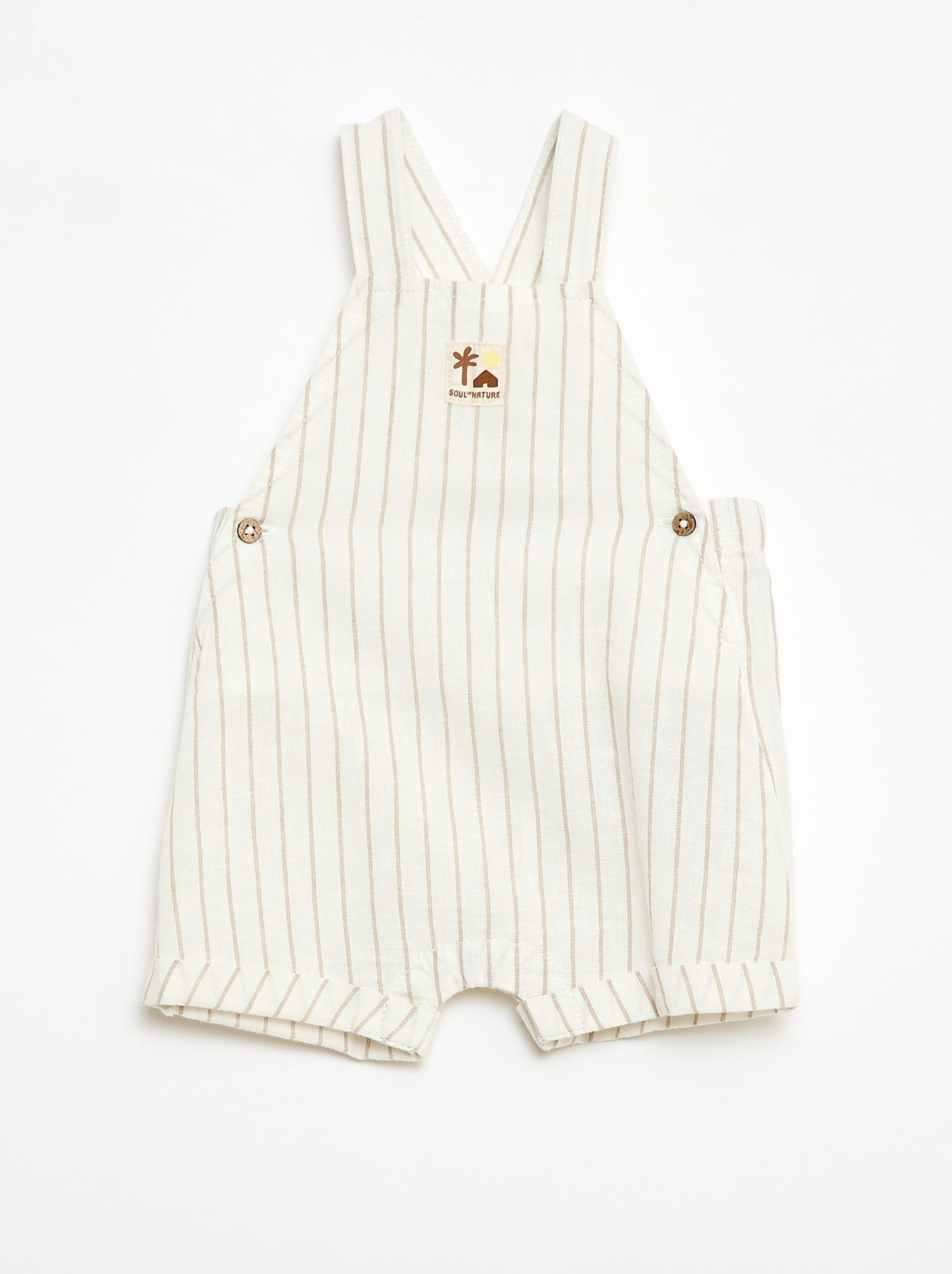 Salopette short en coton et lin