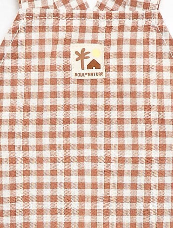 Salopette short en coton et lin