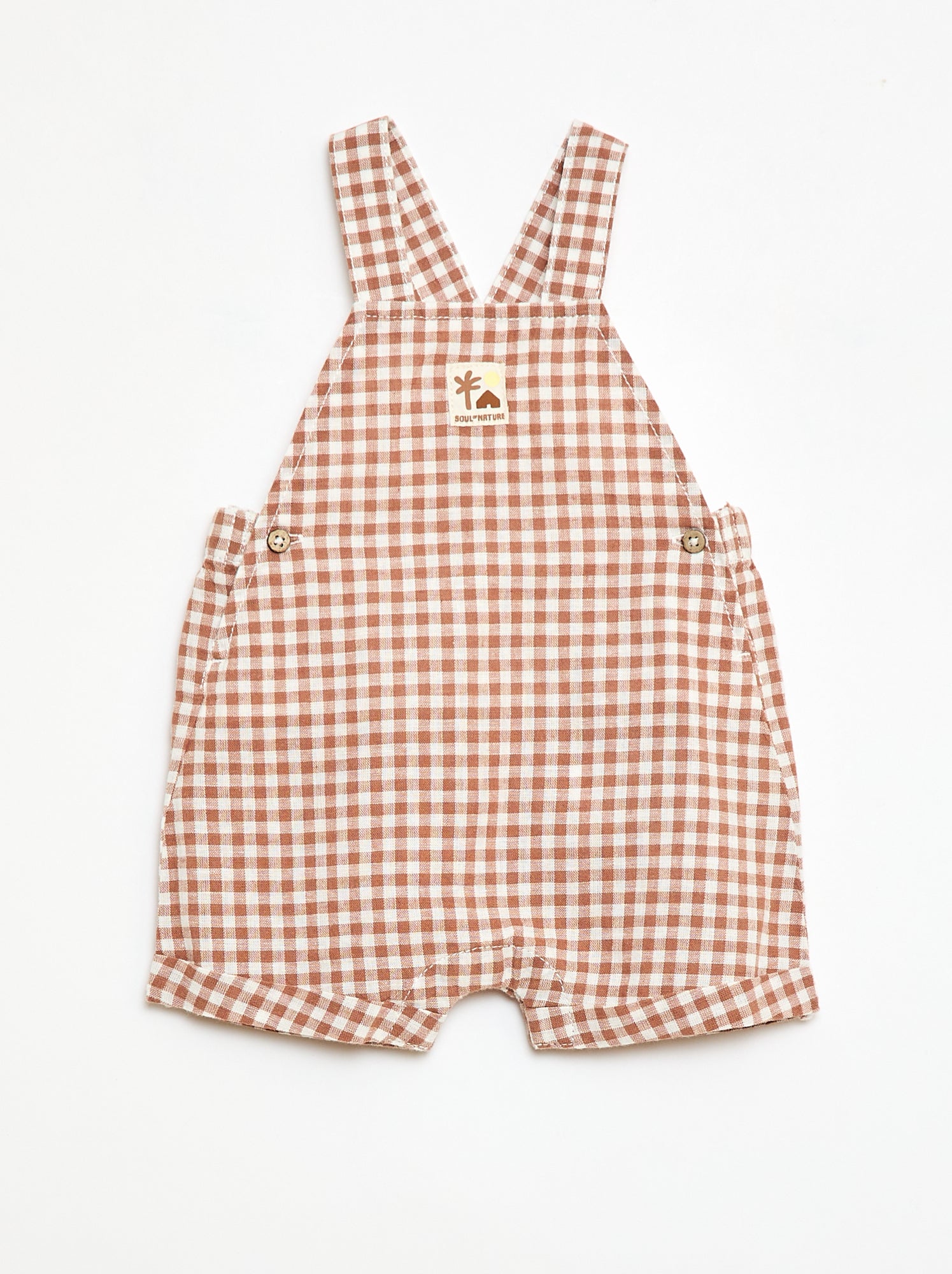 Salopette short en coton et lin