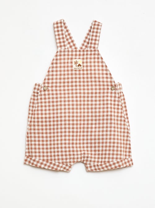 Salopette short en coton et lin - Kiabi