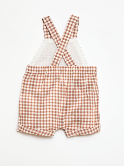 Salopette short en coton et lin - Kiabi