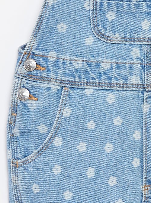 Salopette short en jean  avec poche poitrine - Kiabi