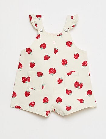 Salopette short en sergé avec imprimé 'fraises'