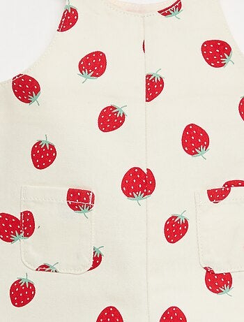 Salopette short en sergé avec imprimé 'fraises'