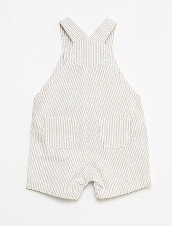 Salopette short rayée en lin mélangé