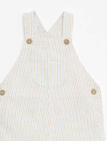 Salopette short rayée en lin mélangé
