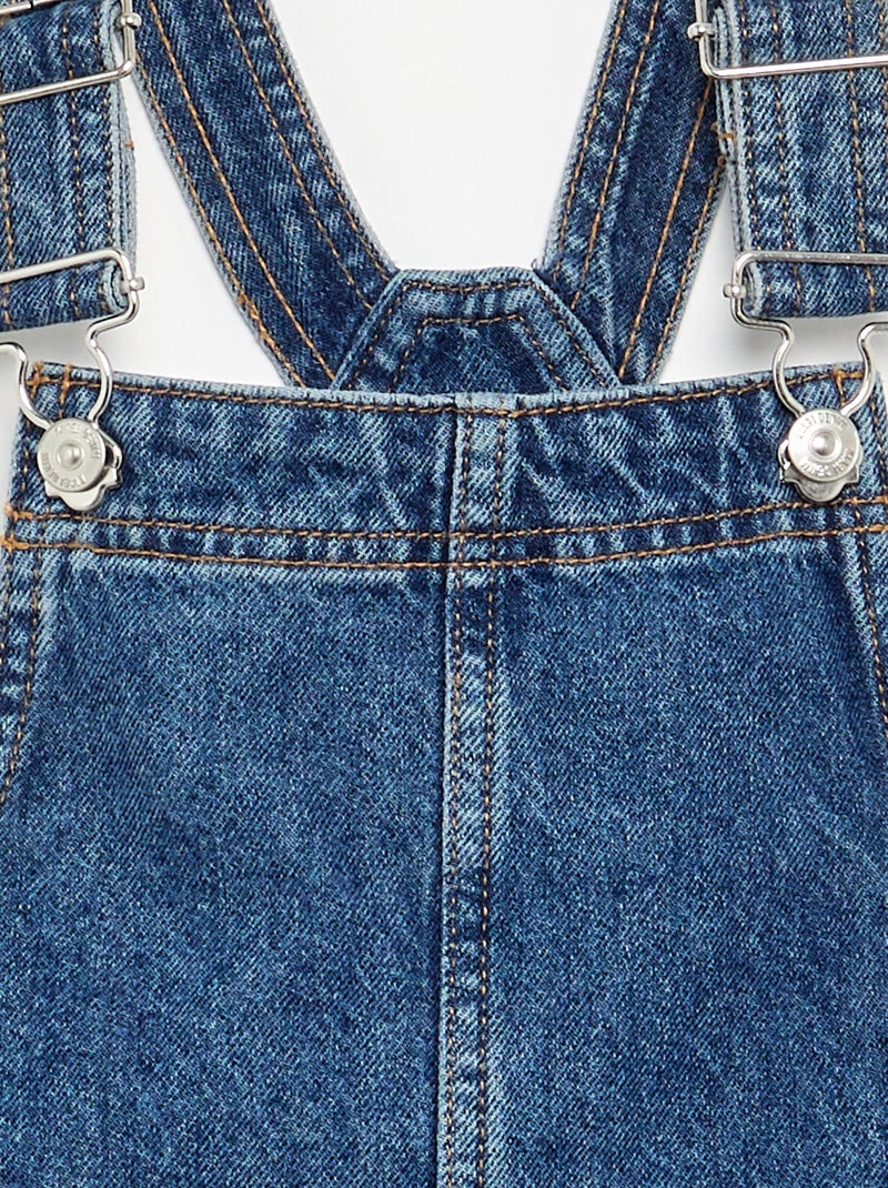 Salopettejurk van denim met 2 opgestikte zakken Blauw - Kiabi