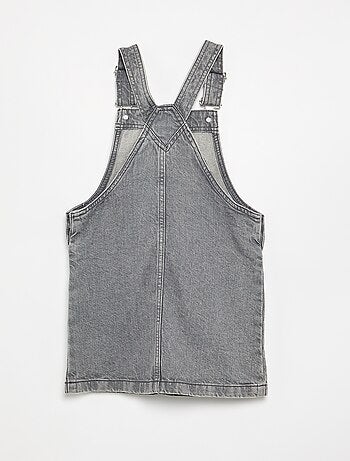 Salopettejurk van denim met 2 opgestikte zakken