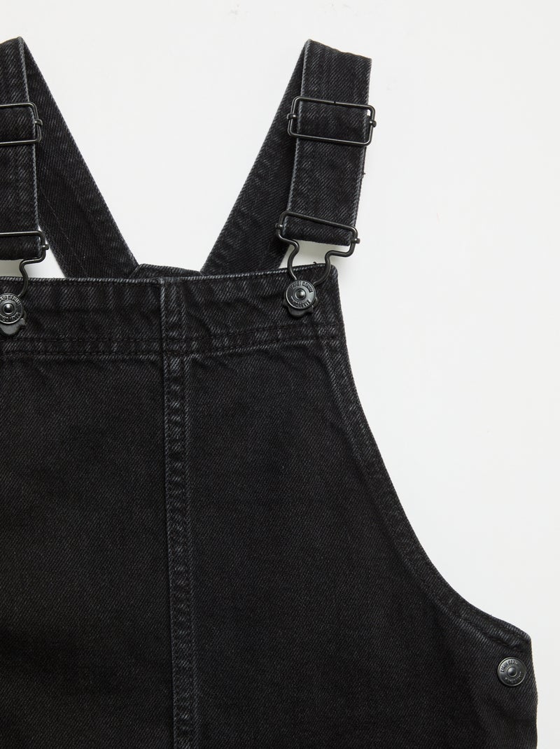 Salopettejurk van denim met 2 opgestikte zakken Zwart - Kiabi