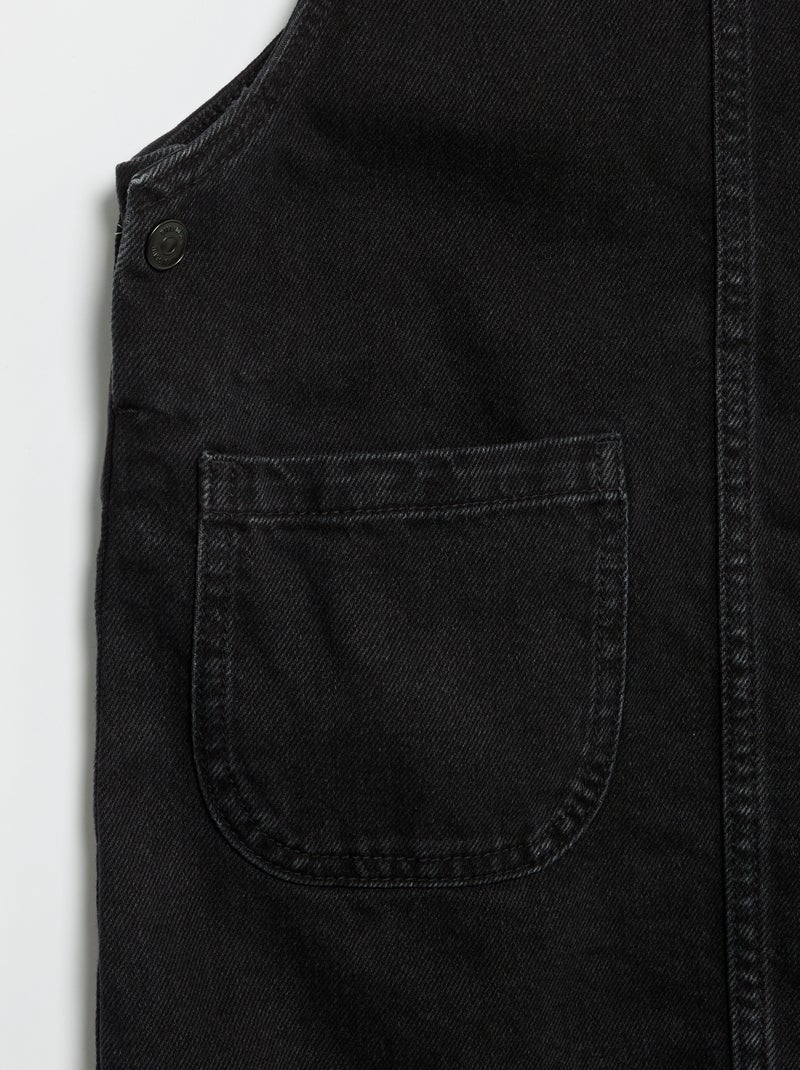 Salopettejurk van denim met 2 opgestikte zakken Zwart - Kiabi